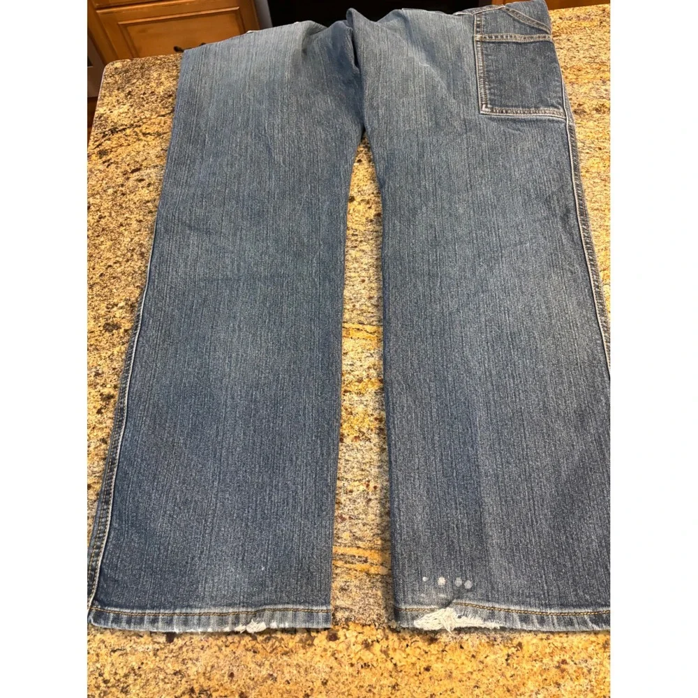 Ariat Rebar M4 Low Rise Boot Cut Jeans Mens 38W 33L Blue Denim Pants Distressed‎